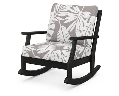 POLYWOOD® Braxton Deep Seating Rocking Chair in Black / Leaf Grey Mist