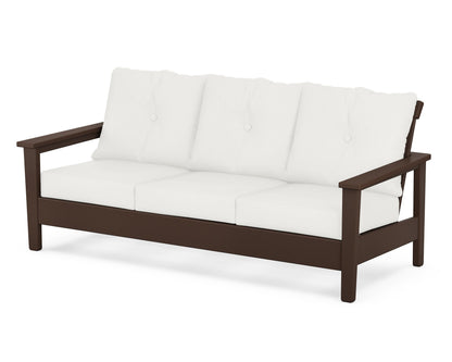 POLYWOOD® Prescott Deep Seating Sofa in Mahogany / Natural Linen