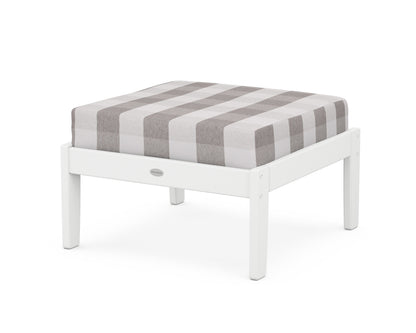 POLYWOOD® Braxton Deep Seating Ottoman in White / Buffalo Plaid Grey Mist