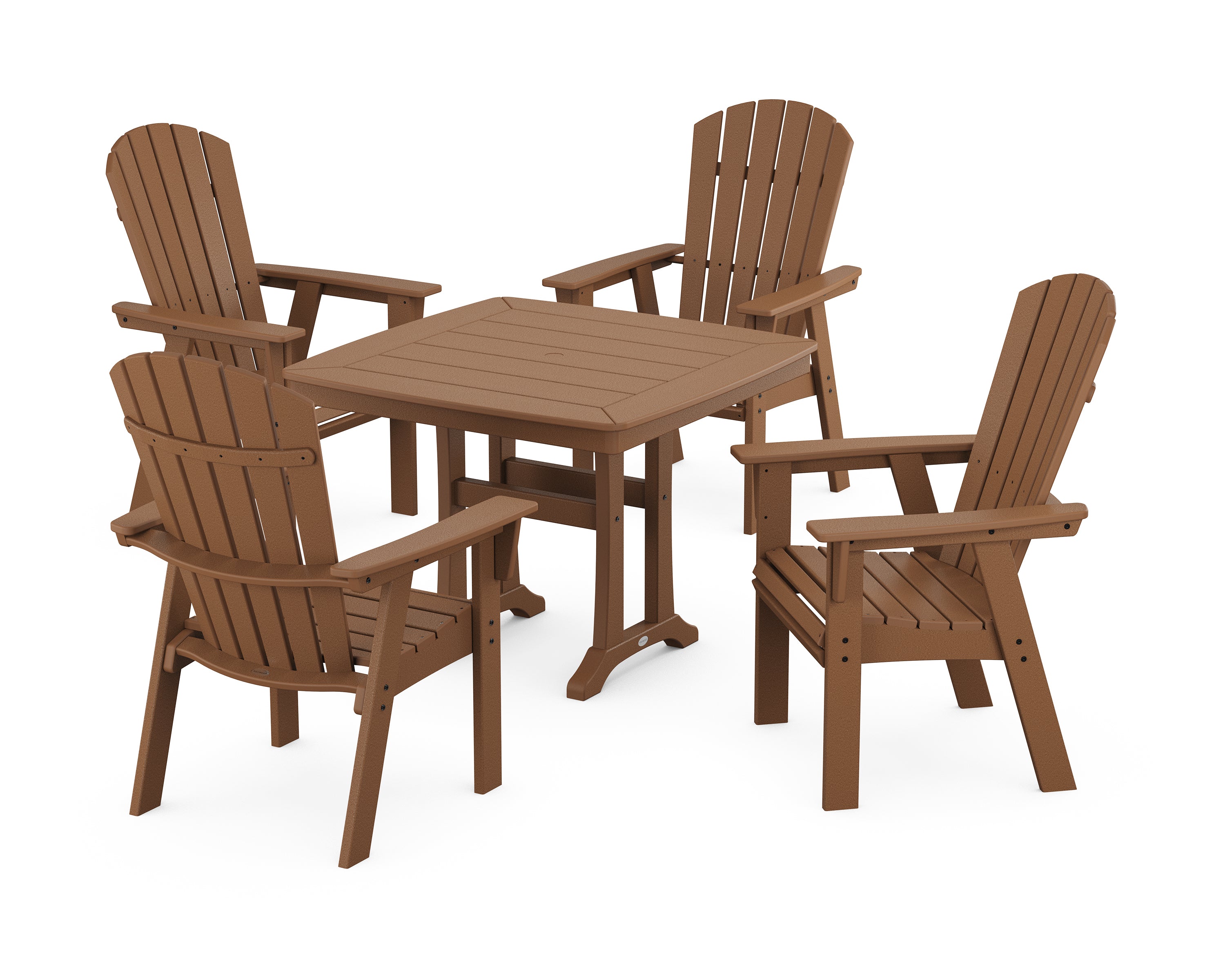 POLYWOOD® Nautical Adirondack 5-Piece Dining Set with Trestle Legs in Teak