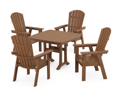 POLYWOOD® Nautical Adirondack 5-Piece Dining Set with Trestle Legs in Teak