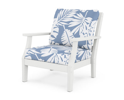 Martha Stewart by POLYWOOD® Chinoiserie Deep Seating Chair in White / Leaf Sky Blue
