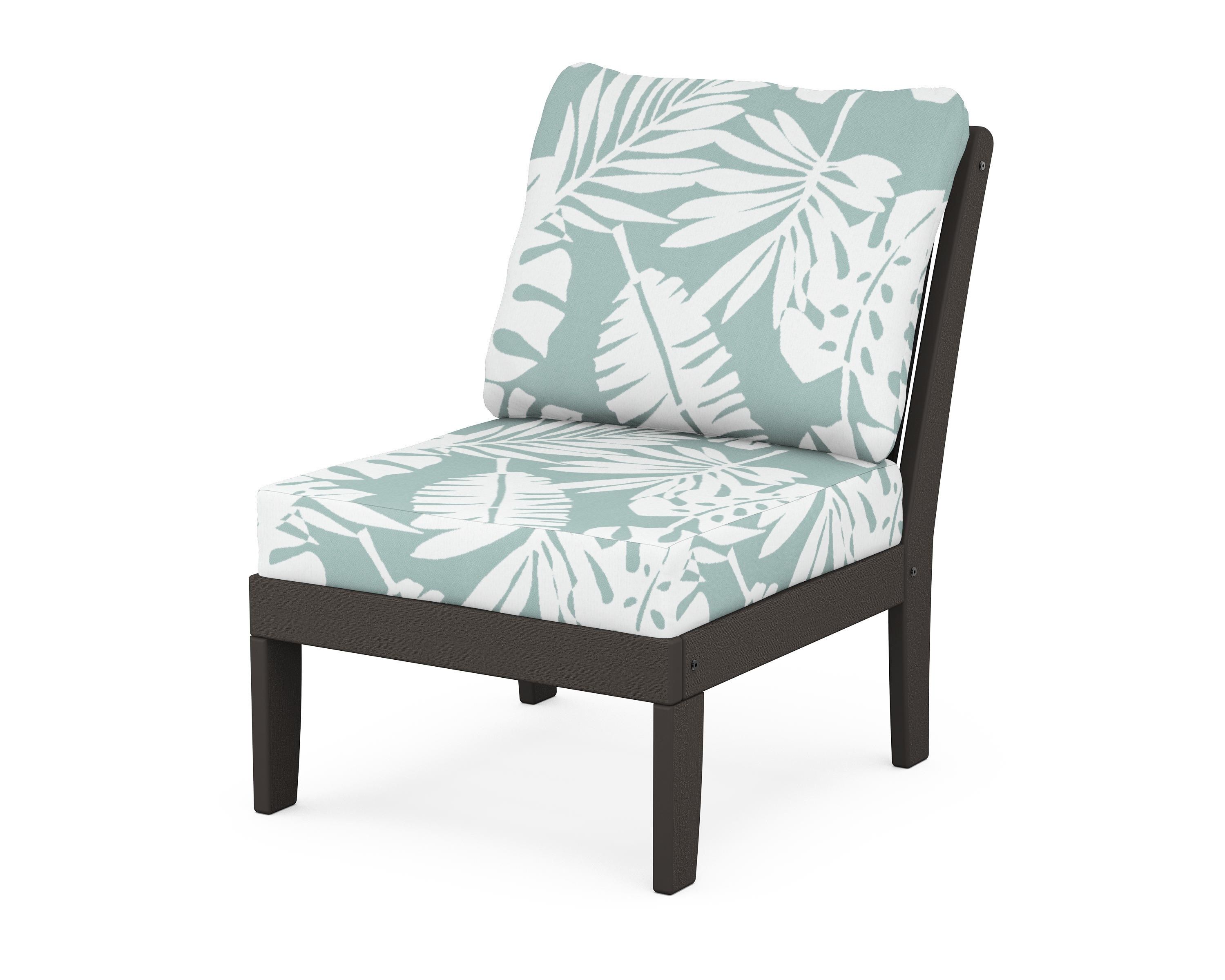 POLYWOOD® Braxton Modular Armless Chair in Vintage Coffee / Leaf Glacier Spa