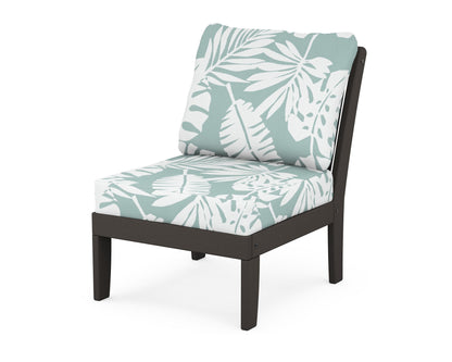 POLYWOOD® Braxton Modular Armless Chair in Vintage Coffee / Leaf Glacier Spa