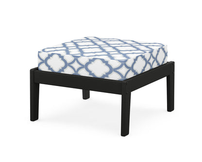 Unbranded Deep Seating Ottoman in Black / Trellis Sky Blue