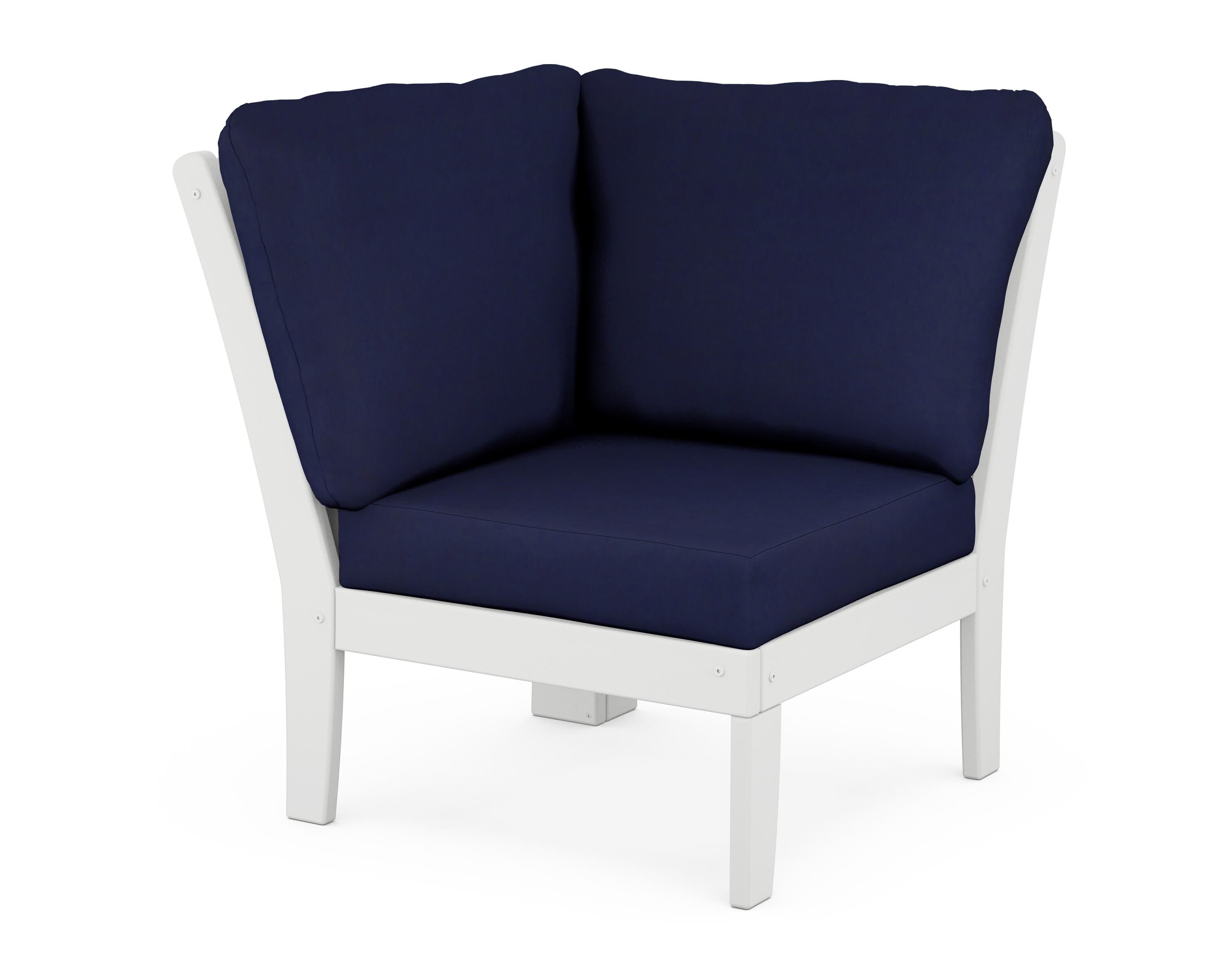 POLYWOOD® Braxton Modular Corner Chair in White / Navy