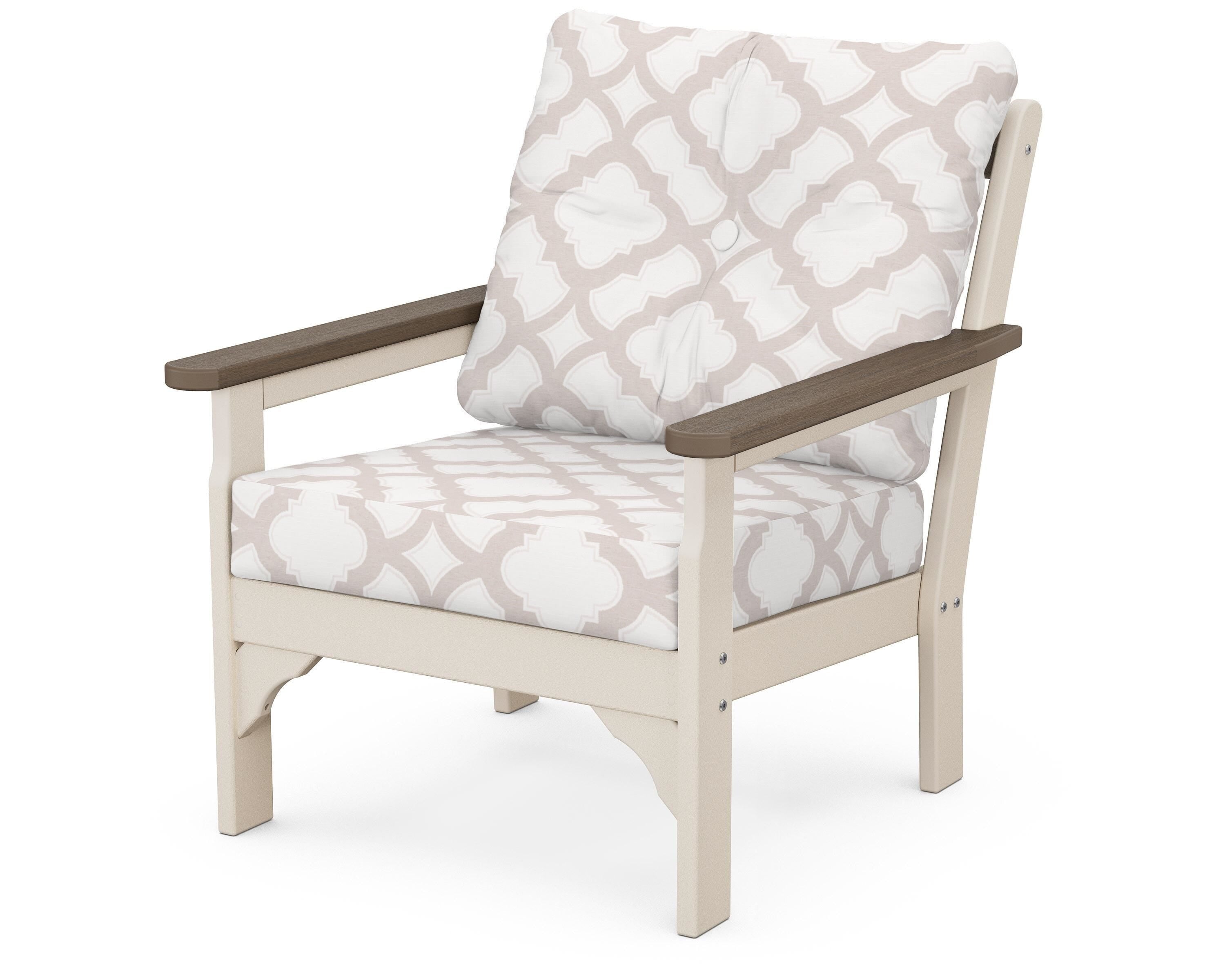 POLYWOOD® Vineyard Deep Seating Chair in Sand / Kona / Trellis Dune Burlap