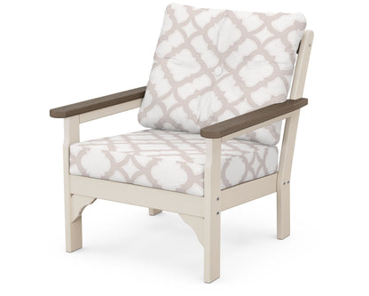 POLYWOOD® Vineyard Deep Seating Chair in Sand / Kona / Trellis Dune Burlap