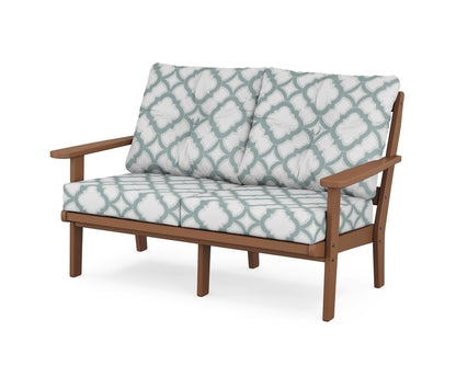 POLYWOOD® Mission Deep Seating Loveseat in Teak / Trellis Glacier Spa