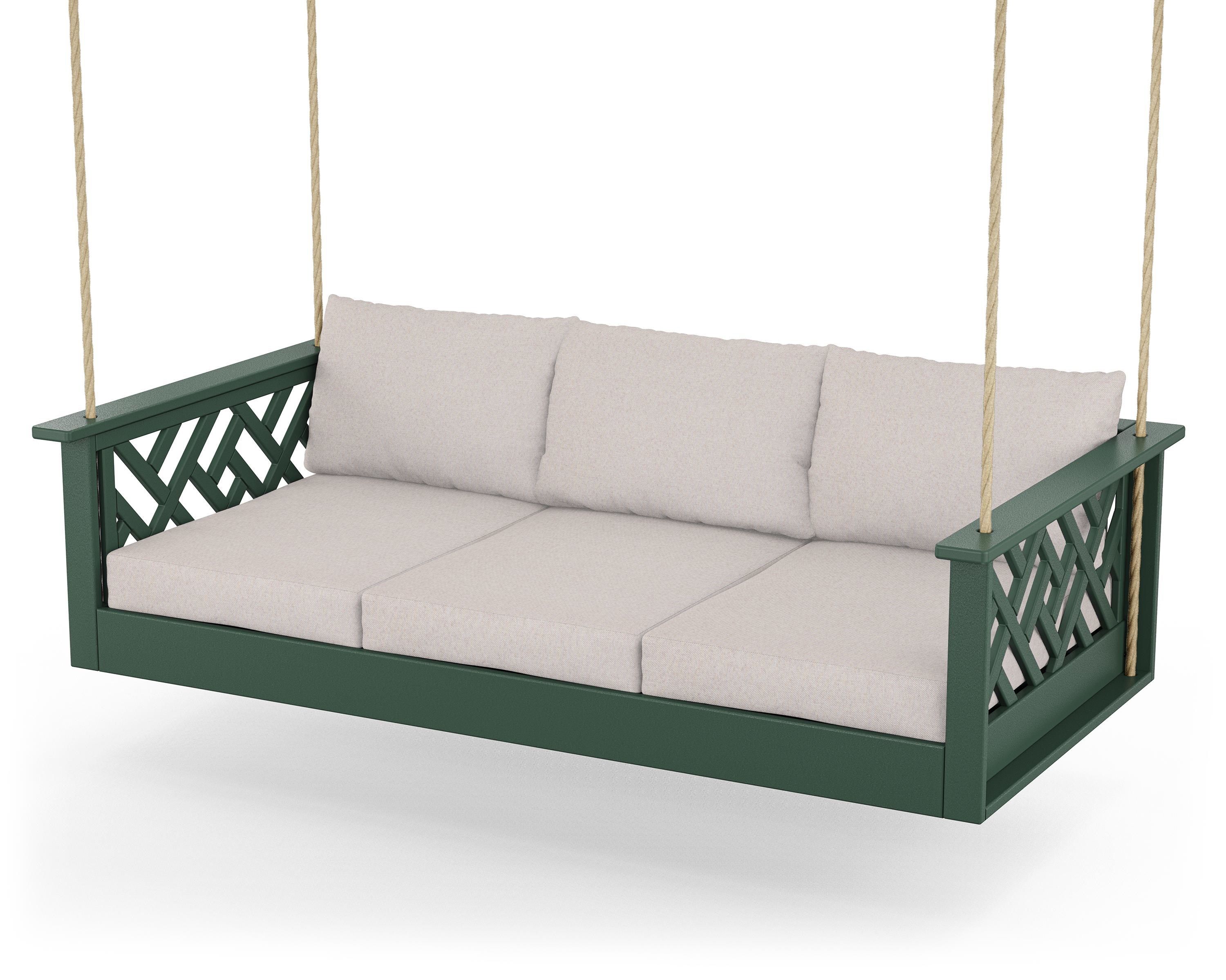 POLYWOOD® Chippendale Daybed Swing in Green / Dune Burlap
