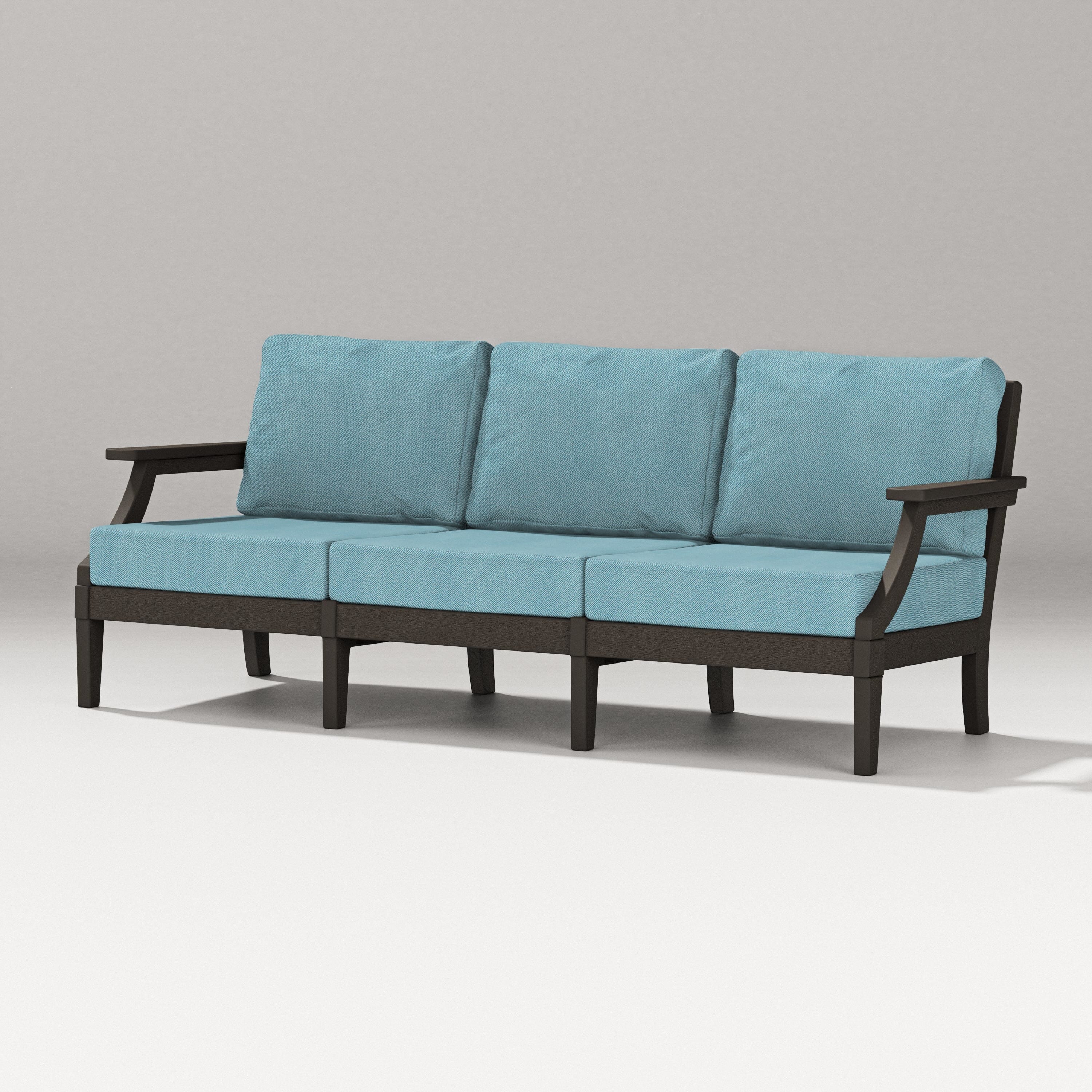 PW Designer Series Estate Sofa in Vintage Coffee / Lattice Sky Blue