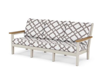 POLYWOOD® Chippendale Deep Seating Sofa in Sand / Natural / Trellis Grey Mist