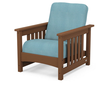 POLYWOOD® Club Mission Chair in Teak / Lattice Sky Blue