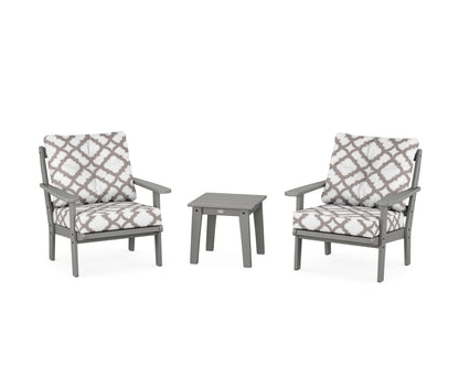 POLYWOOD® Mission 3-Piece Deep Seating Set in Slate Grey / Trellis Grey Mist