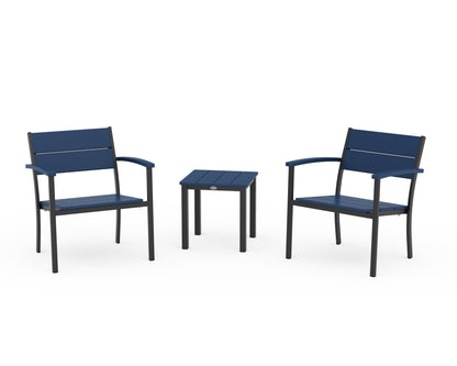 POLYWOOD® Main Street 3-Piece Lounge Chair Set in Black / Navy