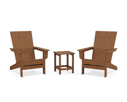 POLYWOOD® 3-Piece Modern Studio Adirondack Set in Teak