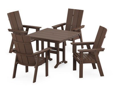 POLYWOOD® Modern Adirondack 5-Piece Farmhouse Dining Set in Mahogany