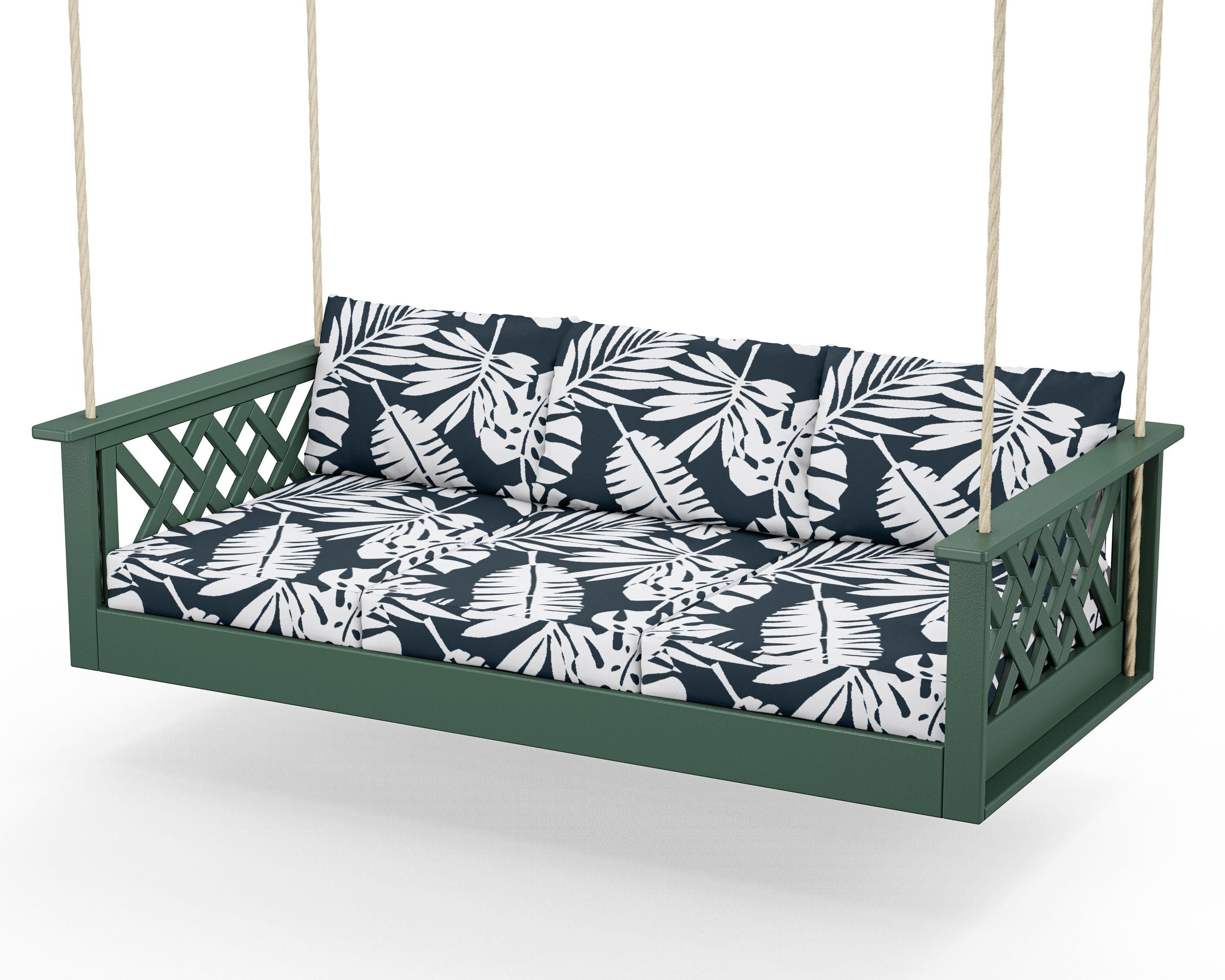 Country Living Wovendale Daybed Swing in Green / Leaf Marine Indigo
