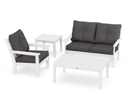 POLYWOOD® Vineyard 4-Piece Deep Seating Set in White / Ash Charcoal