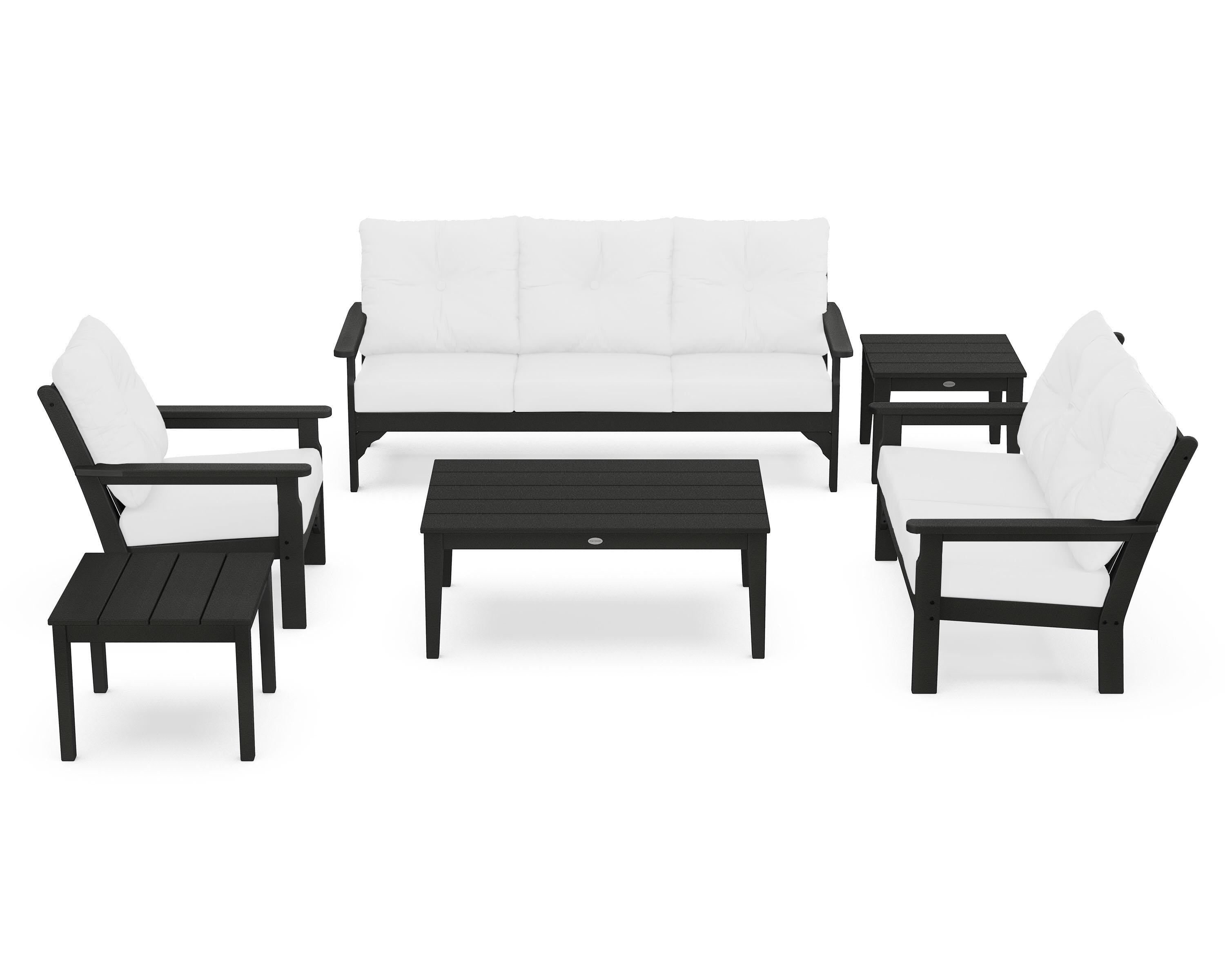 POLYWOOD® Vineyard 6-Piece Deep Seating Set in Black / Natural