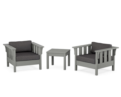 Martha Stewart by POLYWOOD® Acadia 3-Piece Deep Seating Set in Slate Grey / Ash Charcoal