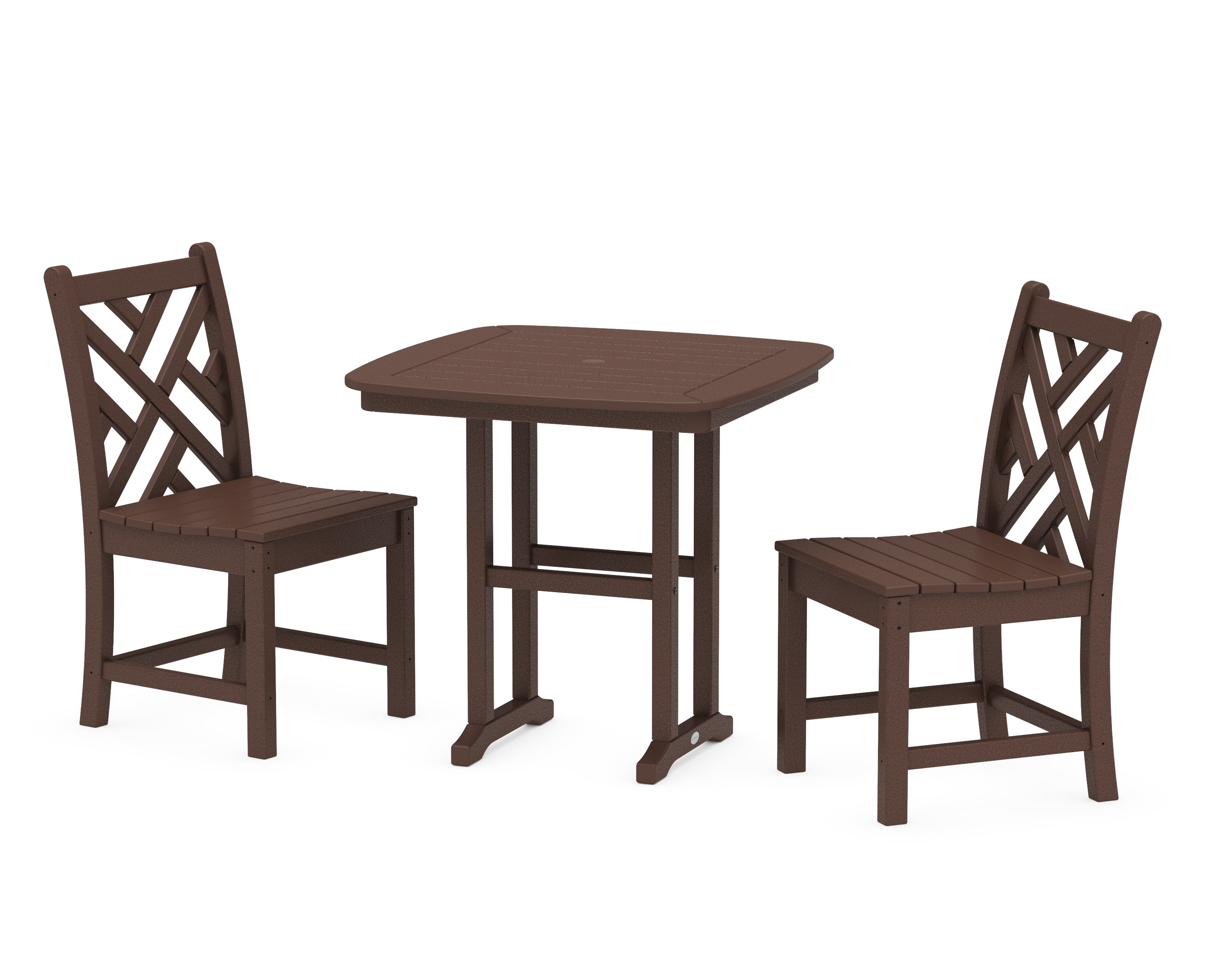 POLYWOOD® Chippendale Side Chair 3-Piece Dining Set in Mahogany
