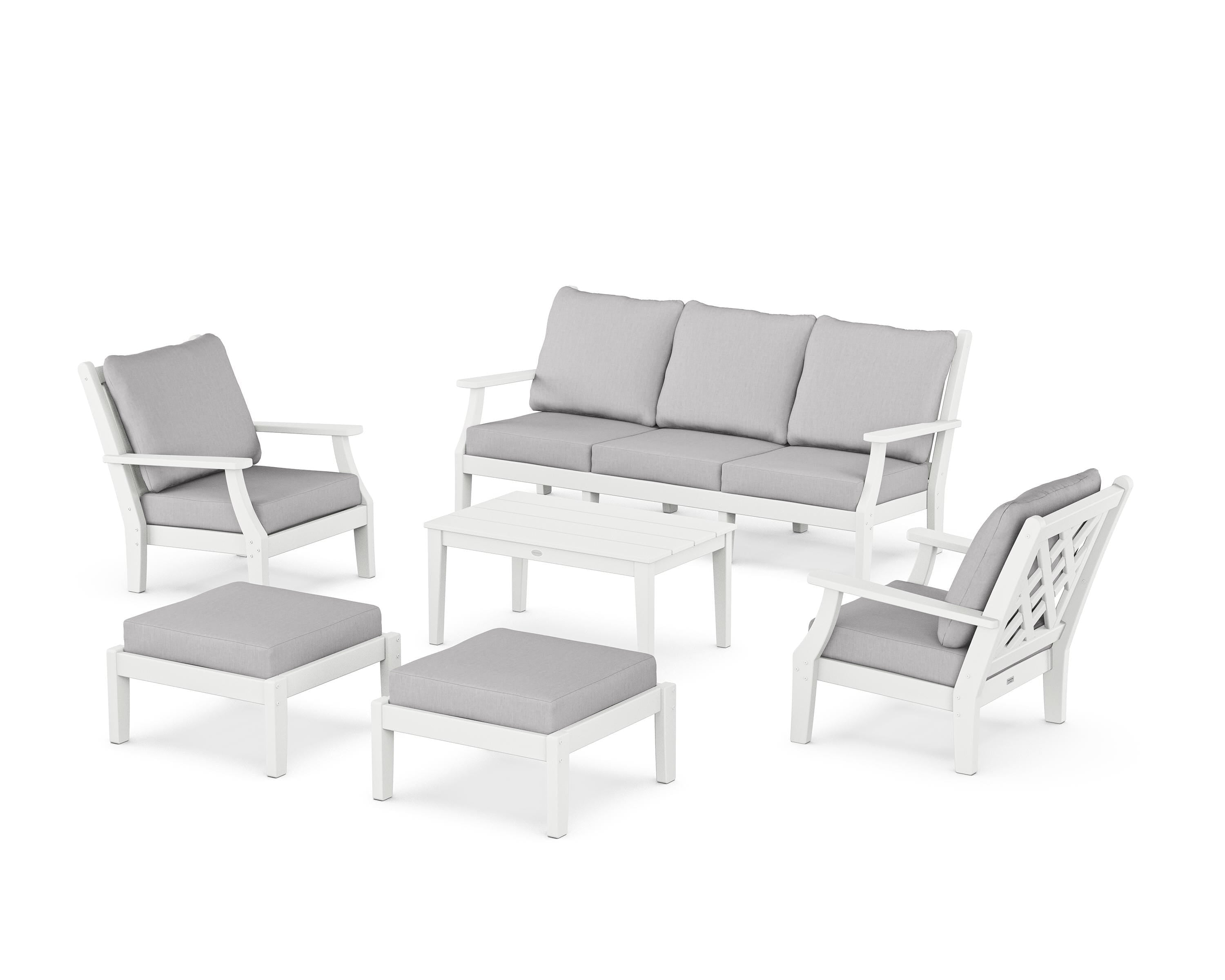 Country Living Wovendale 6-Piece Lounge Sofa Set in White / Granite