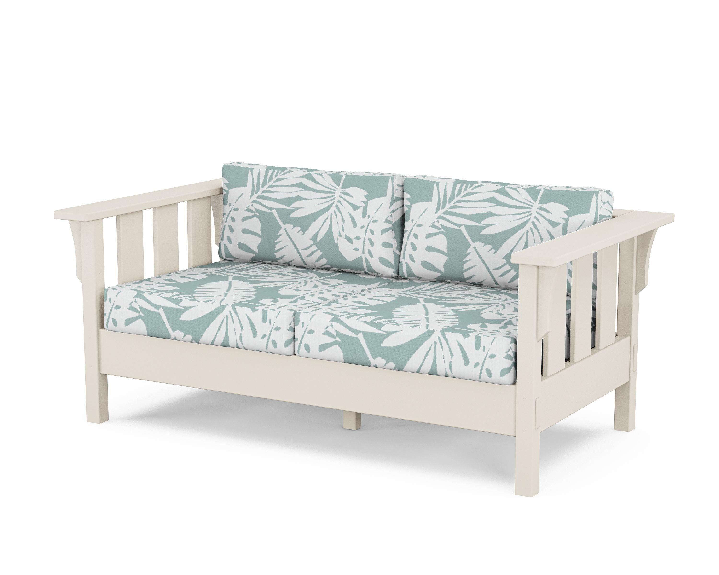 Martha Stewart by POLYWOOD® Acadia Deep Seating Loveseat in Sand / Leaf Glacier Spa