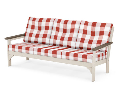 POLYWOOD® Vineyard Deep Seating Sofa in Sand / Kona / Buffalo Plaid Crimson