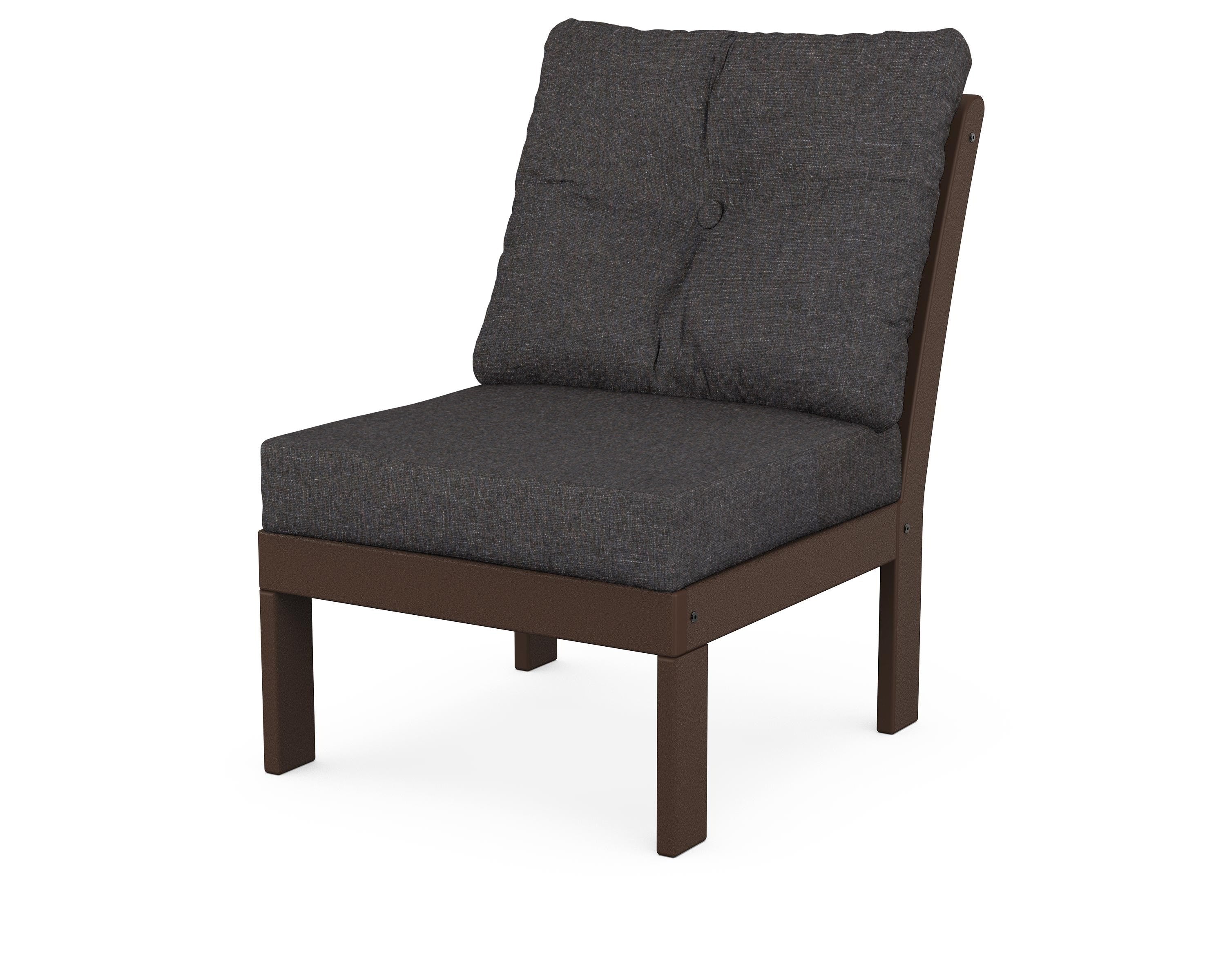 POLYWOOD® Vineyard Modular Armless Chair in Mahogany / Ash Charcoal