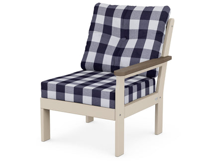 POLYWOOD® Vineyard Modular Right Arm Chair in Sand / Kona / Buffalo Plaid Navy
