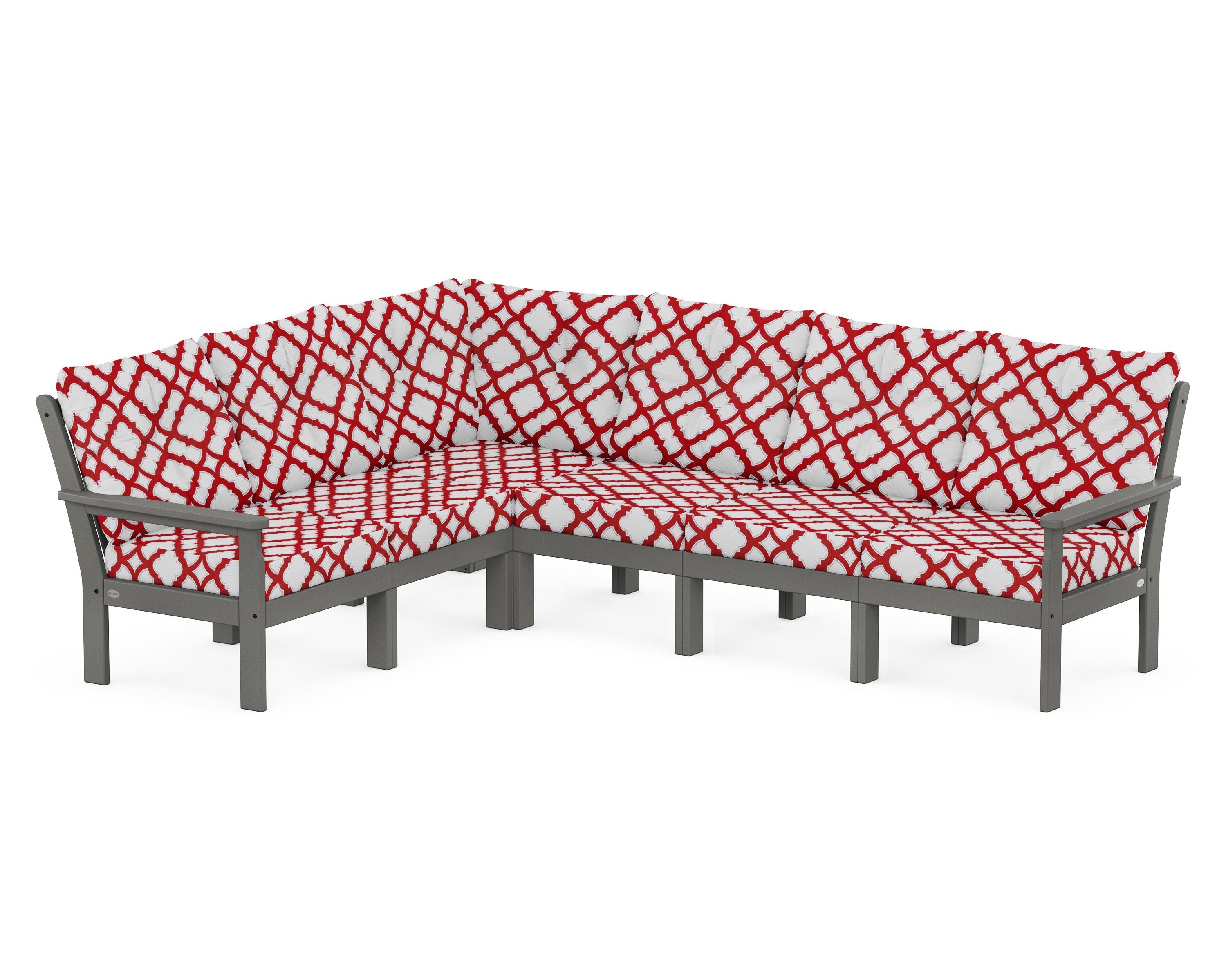 POLYWOOD® Vineyard 6-Piece Sectional in Slate Grey / Trellis Crimson