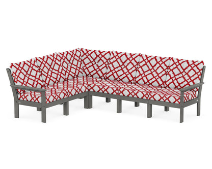 POLYWOOD® Vineyard 6-Piece Sectional in Slate Grey / Trellis Crimson
