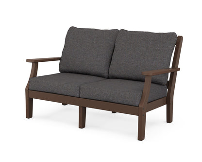 Martha Stewart by POLYWOOD® Chinoiserie Deep Seating Loveseat in Mahogany / Ash Charcoal