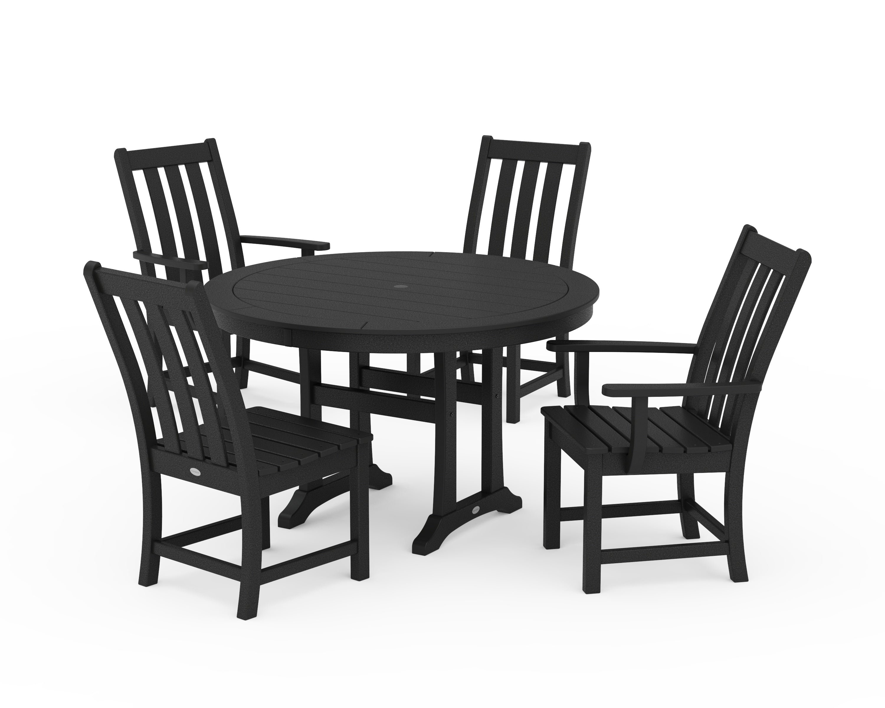 POLYWOOD® Vineyard 5-Piece Nautical Trestle Dining Set in Black