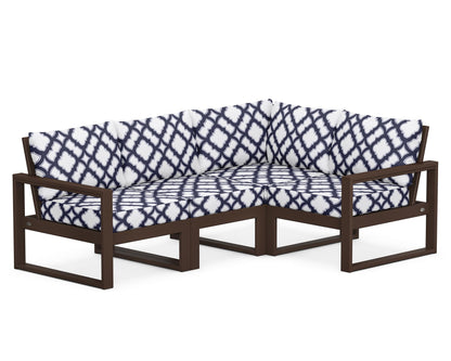 POLYWOOD® EDGE 4-Piece Modular Deep Seating Set in Mahogany / Trellis Navy
