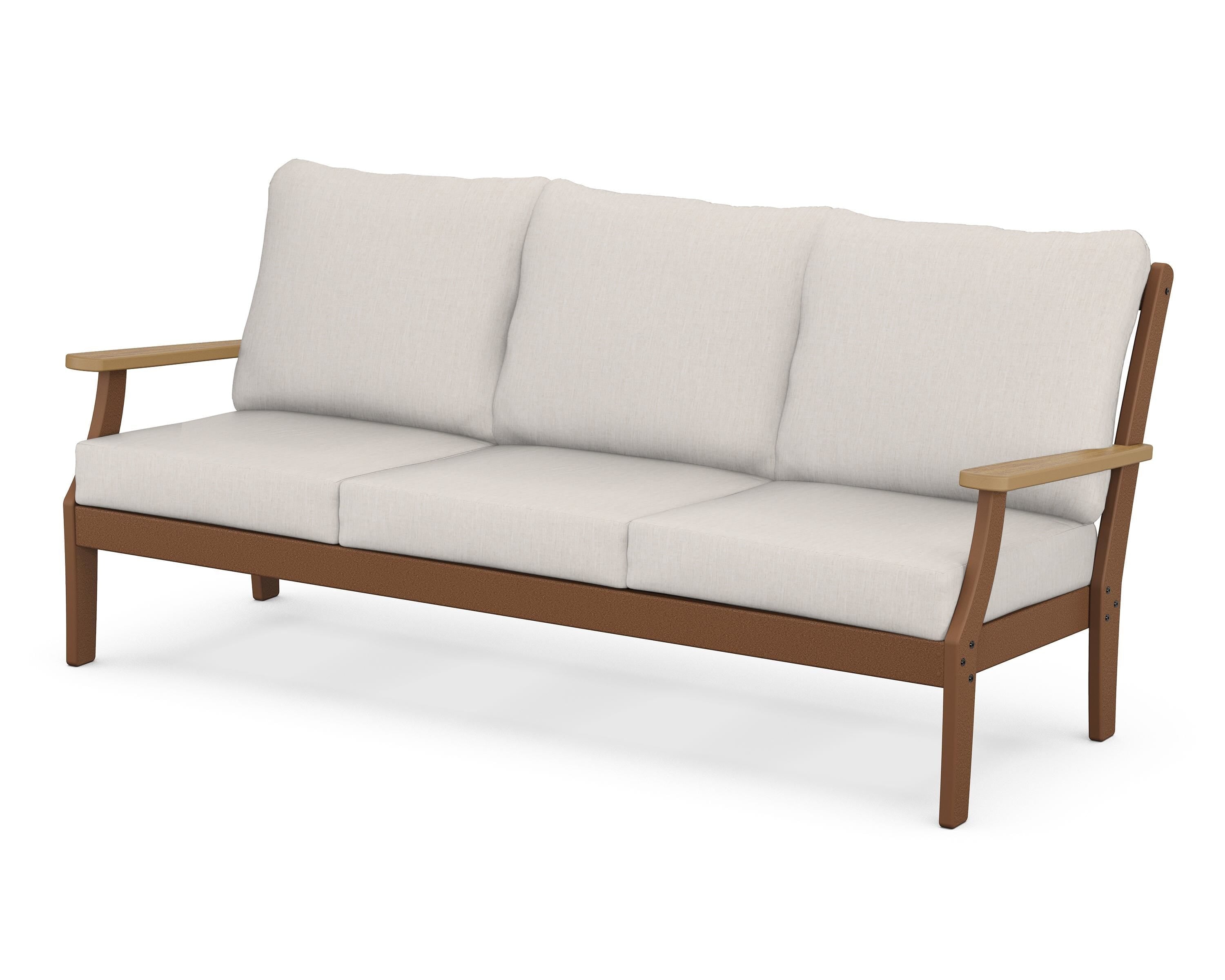 POLYWOOD® Braxton Deep Seating Sofa in Teak / Natural / Cast Ash