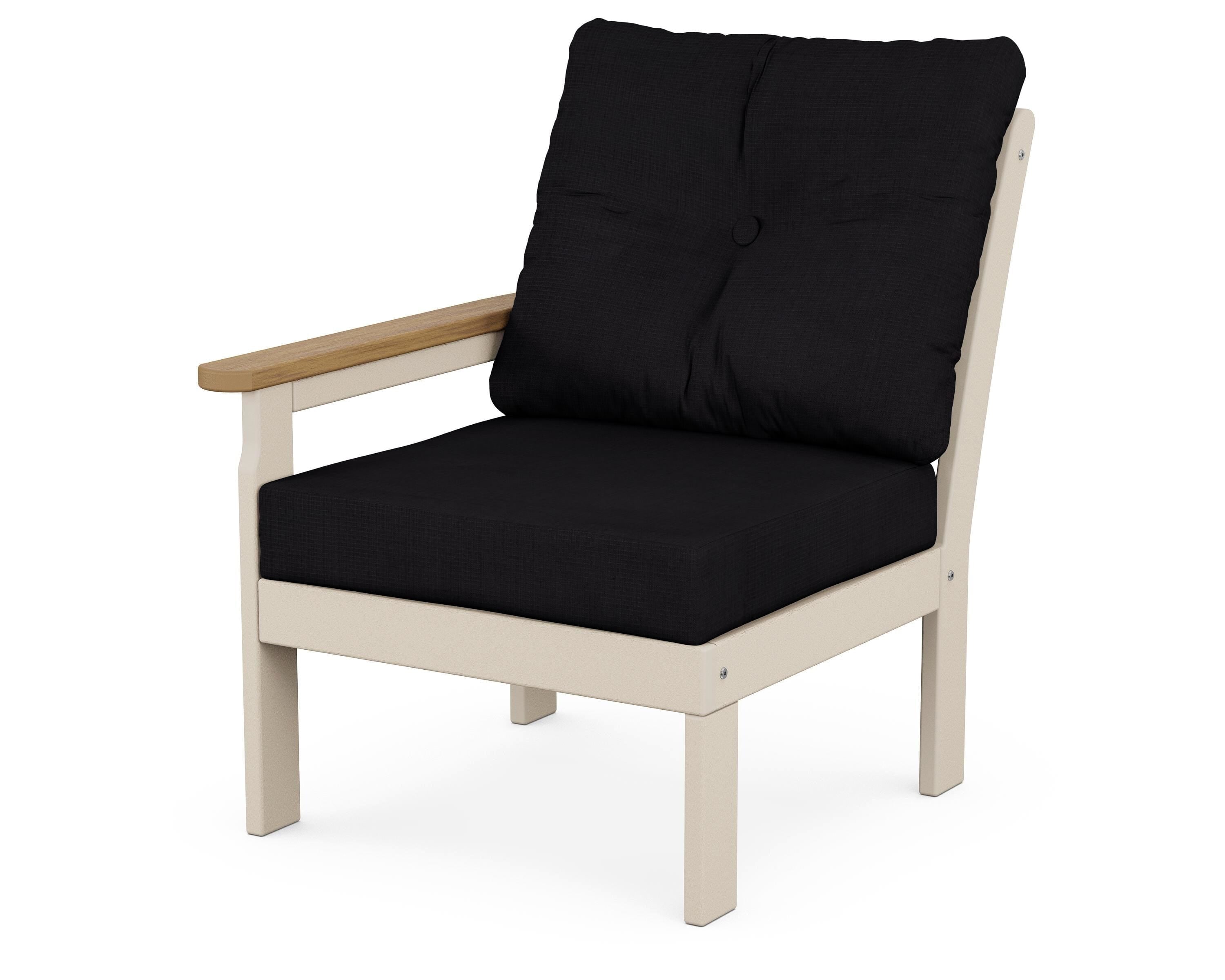 POLYWOOD® Vineyard Modular Left Arm Chair in Sand / Natural / Midnight Linen