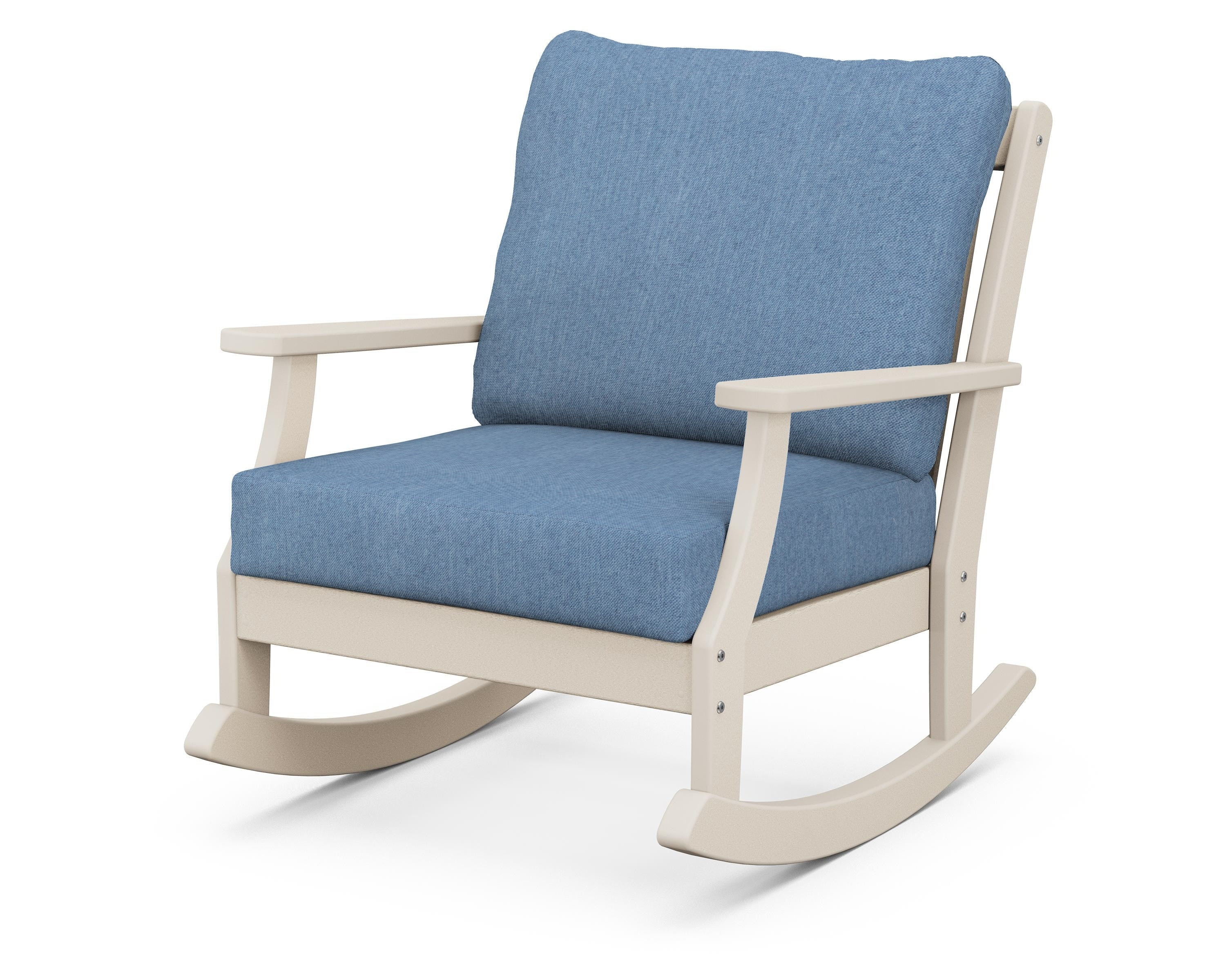 POLYWOOD® Braxton Deep Seating Rocking Chair in Sand / Sky Blue