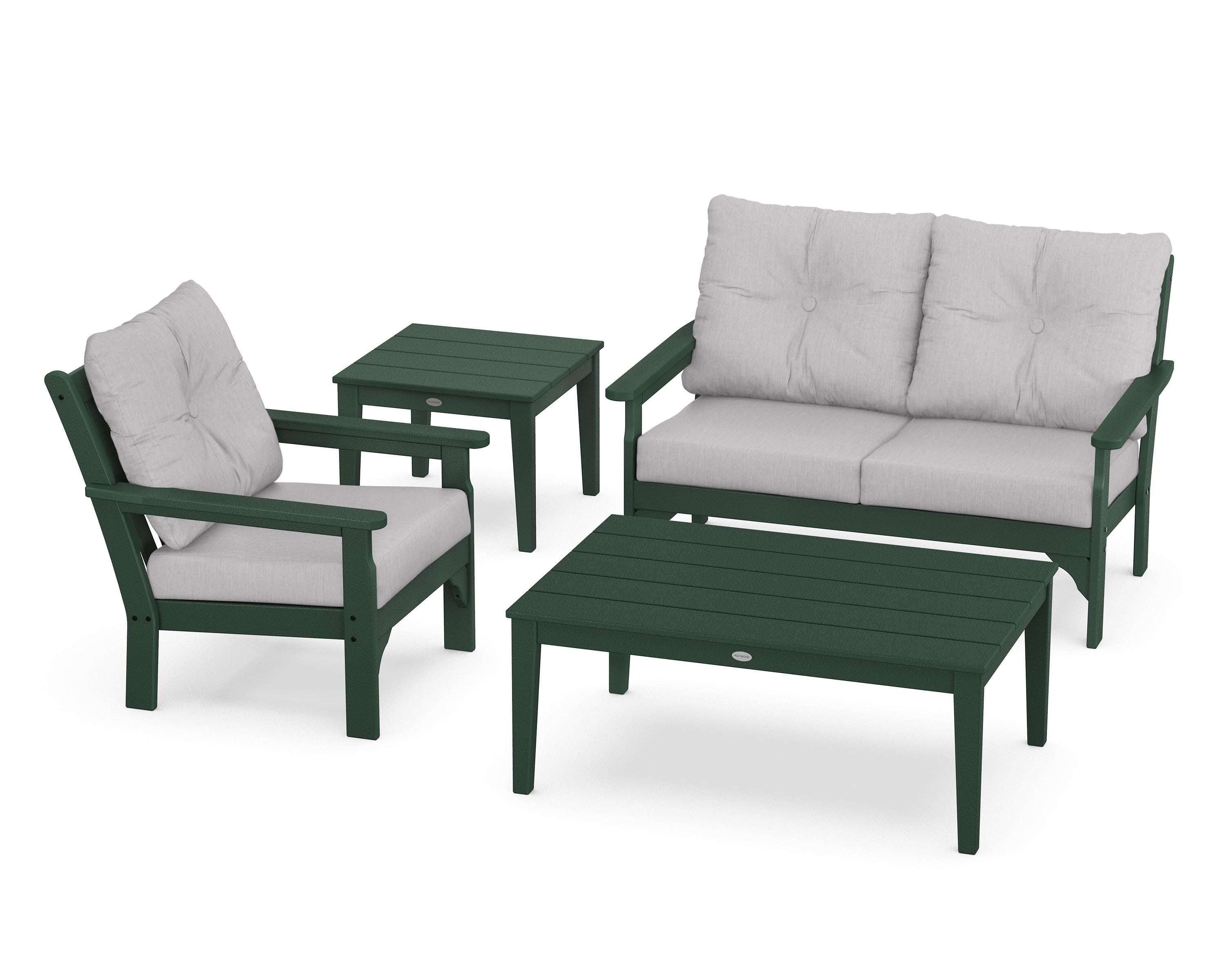 POLYWOOD® Vineyard 4-Piece Deep Seating Set in Green / Granite