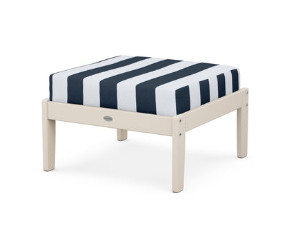 POLYWOOD® Braxton Deep Seating Ottoman in Sand / Cabana Stripe Marine Indigo