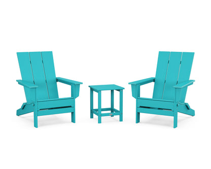 POLYWOOD® 3-Piece Modern Studio Folding Adirondack Set in Aruba