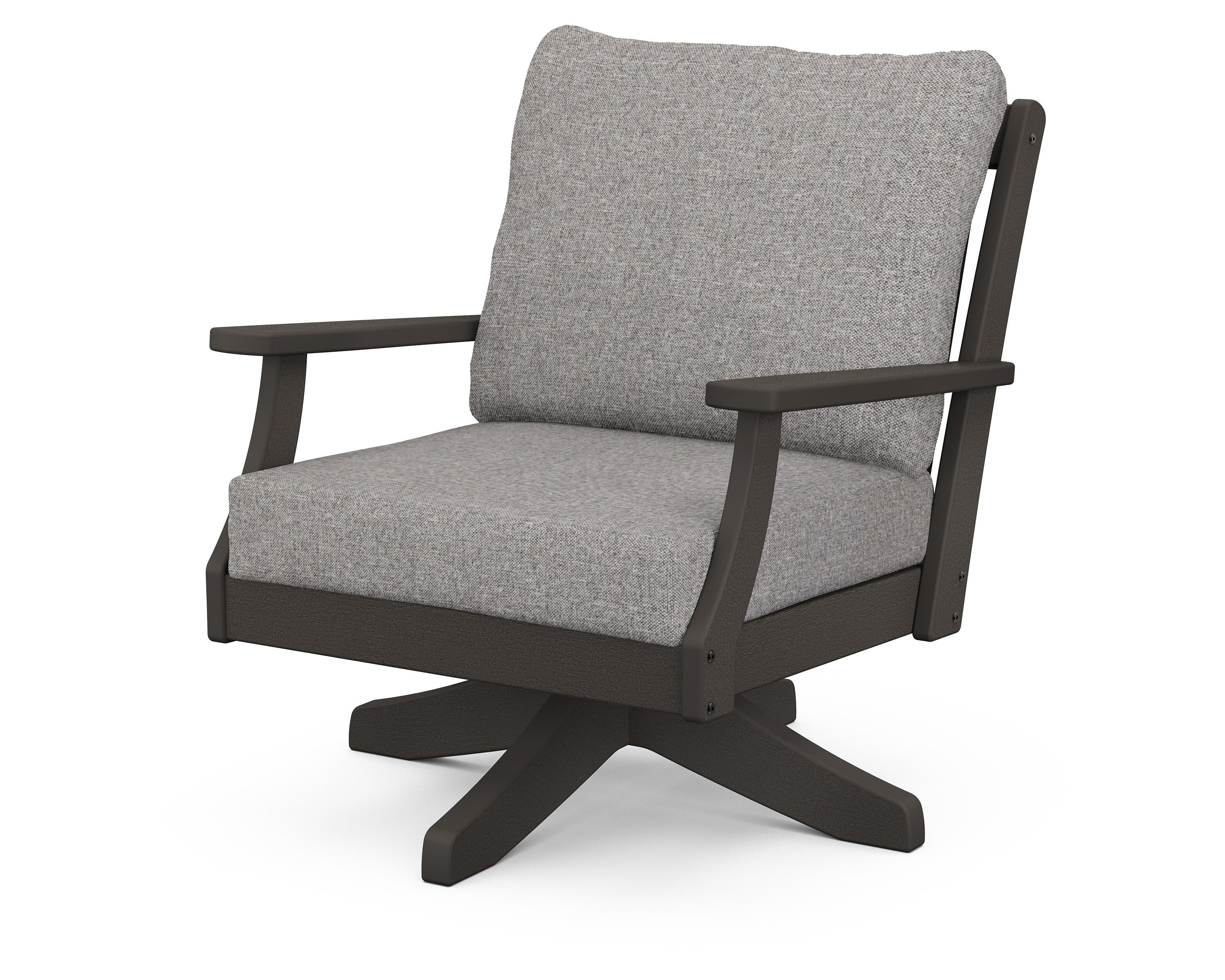 POLYWOOD® Braxton Deep Seating Swivel Chair in Vintage Coffee / Grey Mist