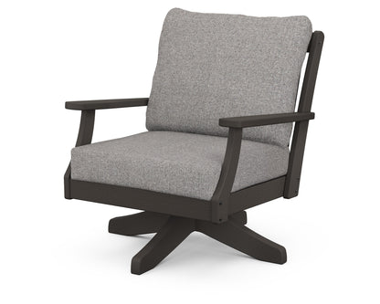 POLYWOOD® Braxton Deep Seating Swivel Chair in Vintage Coffee / Grey Mist