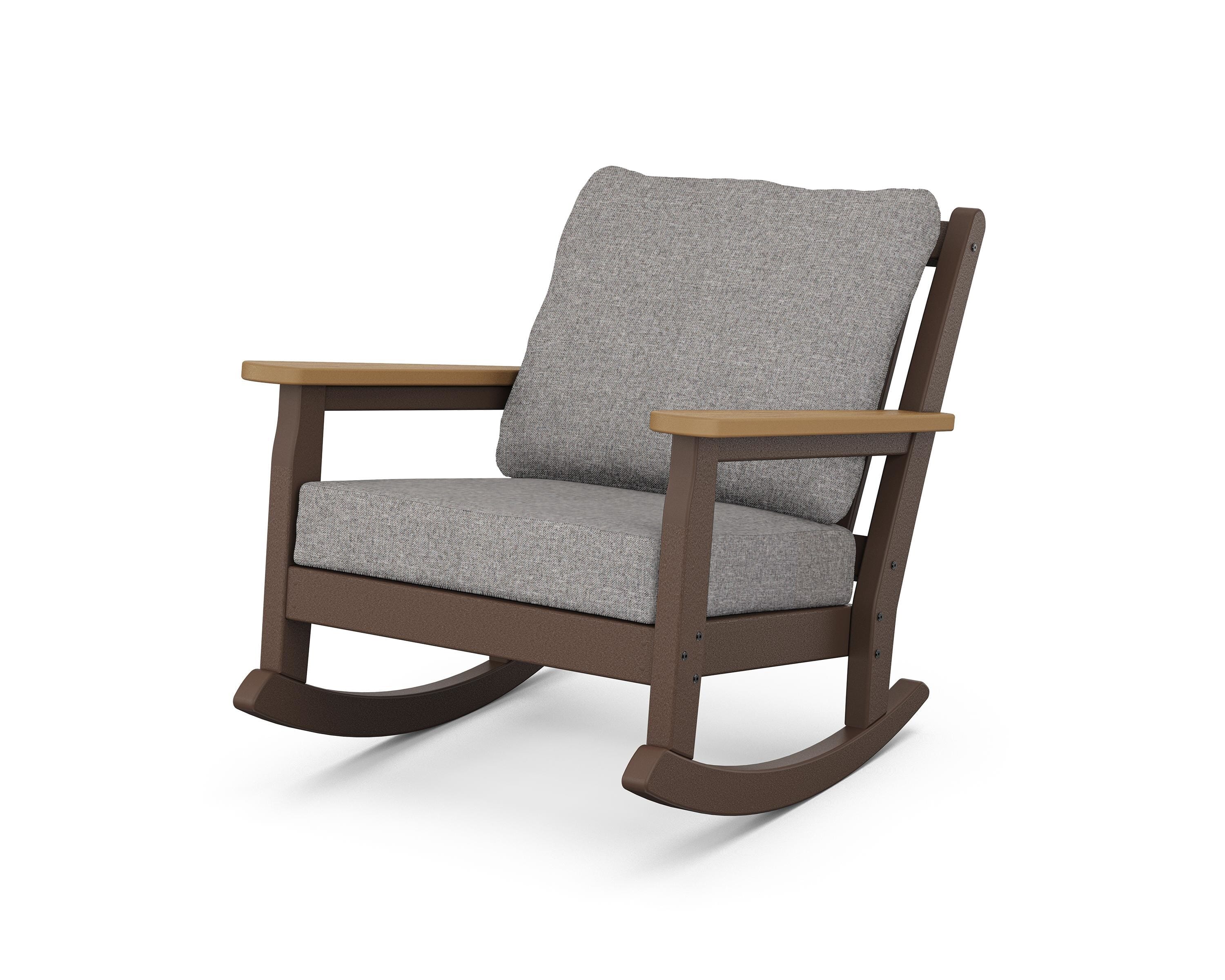POLYWOOD® Chippendale Deep Seating Rocking Chair in Mahogany / Natural / Grey Mist