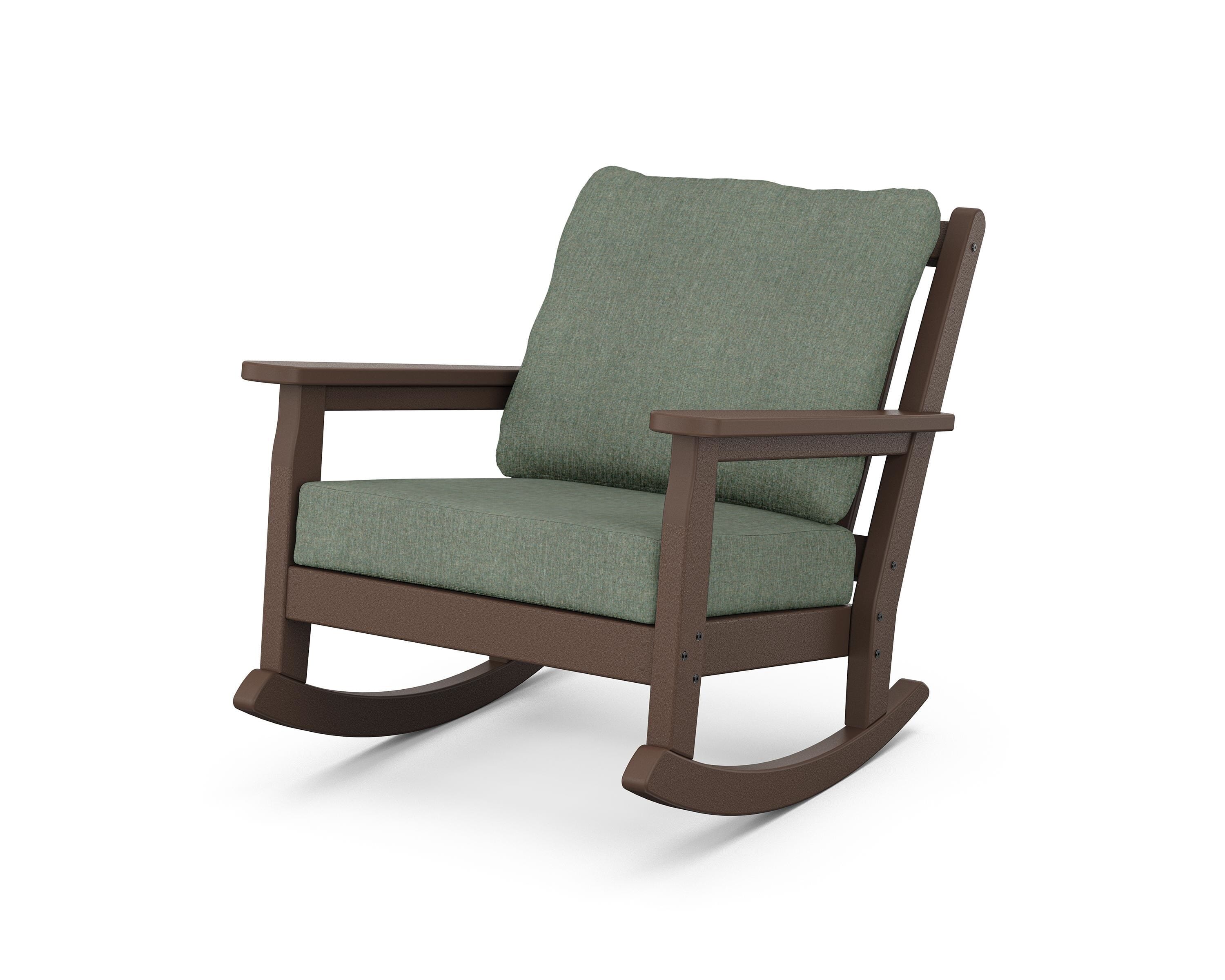 POLYWOOD® Chippendale Deep Seating Rocking Chair in Mahogany / Cast Sage