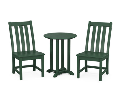 POLYWOOD® Vineyard Side Chair 3-Piece Round Bistro Dining Set in Green