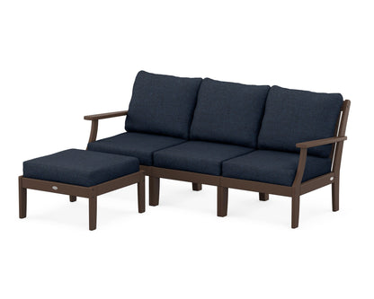 POLYWOOD® Braxton Modular 4-Piece Deep Seating Set with Ottoman in Mahogany / Marine Indigo