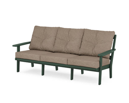 POLYWOOD® Oxford Deep Seating Sofa in Green / Spiced Burlap