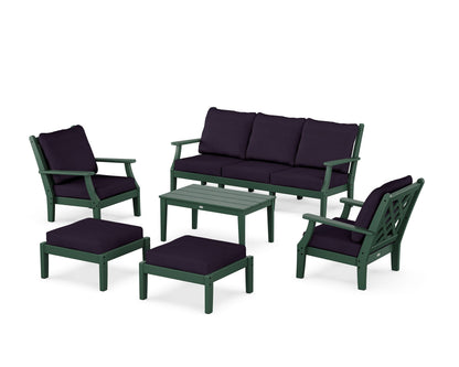 Country Living Wovendale 6-Piece Lounge Sofa Set in Green / Navy Linen